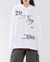 (UNISEX) Attack Henley Hooded Long Sleeve