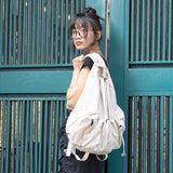 DRAWSTRING NYLON BACKPACK CREAM BEIGE