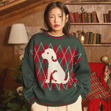 Puppy argyle knit
