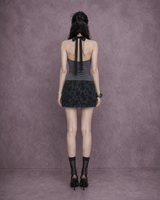 Lace Fan Halter Top #Charcoal(墨)
