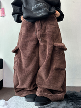 テディベイビー🤎🐻🧸 オーバーカーゴストリングファーパンツ 💚🤎🖤🧡4カラー