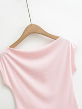 アネッサボートネックスリムTシャツ