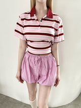 1472. Rugby stripe callor ribbon half T (3color)