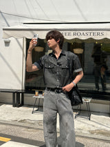 LMN Rivet Western Denim Short-Sleeved Shirt (2 colors)