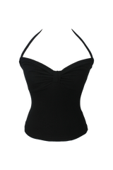 Ribbon crop halter top (2color)