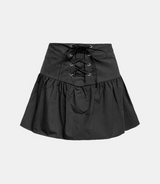 Eyelet Flare Mini Skirt