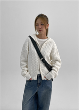 [MADE] Verno Cable Hood Knit Zip-up Cotton 60%