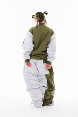 DOUBLE ZIPPER SHIRRING MA-1 JACKET KHAKI / GRAY