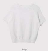 #チューリップラグラン半袖Vネックニット（4color）