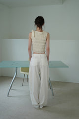 Linen belted pants_ivory