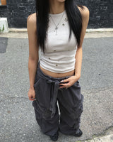 Belted dying cargo pants