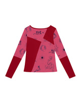 Elemental Motif Patchwork T-shirt _ RED