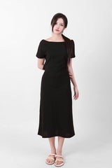 Off-Shoulder Slit Long Onepiece Black