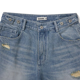 Fray patch denim Pants / Light blue