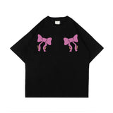 PEANUT STAIN - コケット リボン ブラック オーバーサイズド Tシャツ