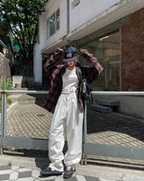 ポジ スムース オーバーフィット チェックシャツ
