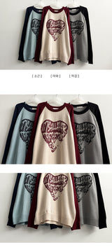 Duka heart color matching Nagrang ボックスフィットラウンドニット
