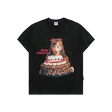 24FW CHOCOLATE CAKE GIRL LETTERING BABY FACE SHORT SLEEVE T-SHIRT BLACK