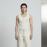 Henley Neck Ribbed Tank