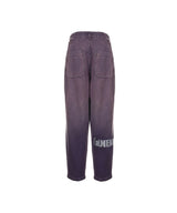 8287 Logo Gradient Waistband Wide Denim Pants (Purple)