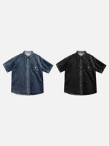  Loose Patch Washed Half Shirt 2C