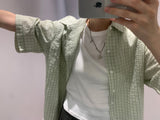 Terine seersucker check shirt (3color)