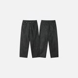 Slub strip denim pants