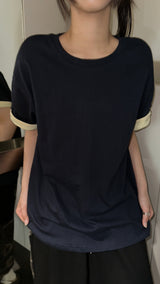 Fake Layered Arm Snap Oversized T-Shirt 6color