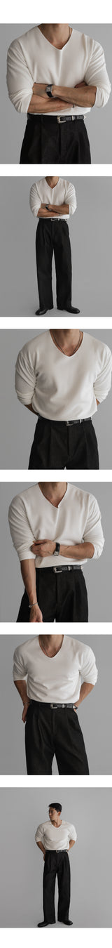 VネックベーシックニットTシャツ [ivory]