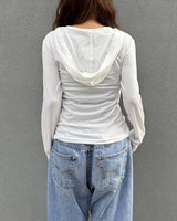 Vネックロングスリーブトップ (WHITE) ウィメンズ
