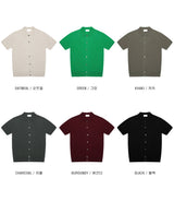 LMN Deep Linen Collar Short Sleeve Cardigan (6 colors)