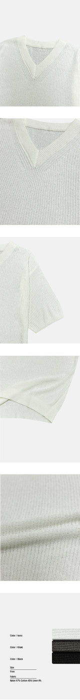 [S/S] サマーVネックハーフニット (3color)