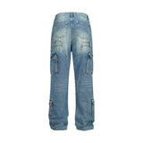 Semi Flare Washed Denim Pants_Blue