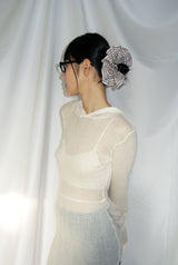 PETAL STRIPE SCRUNCH / BEIGE