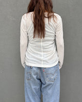 (Copy of) V-Neck Long-Sleeve Top (WHITE) WOMENS