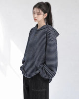 (UNISEX) Multi Stripe Hood Long Sleeve