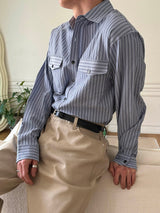 Stripe loose fit pocket shirts