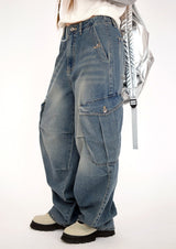 bel cargo denim pants(2color)