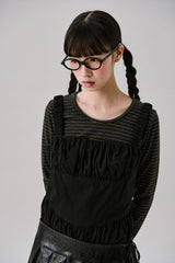 ストライプウールTシャツ [Black]