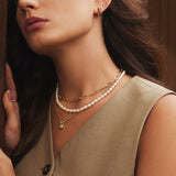gold pearl beads 14k gold plating + 925 silver necklace N069-02G