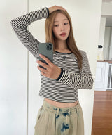 ロゴステッチストライプTシャツ
