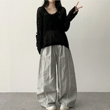 レオストラップバンディングワイドパンツ