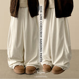 Mob waistband incision corduroy wide pants