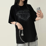フェイスハートボクシーフィット半袖Tシャツ