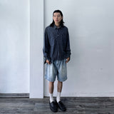 Washed Distressed Wide Shorts