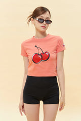 SIGNATURE BIG CHERRY CROP T-SHIRT - LIGHT ORANGE