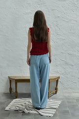 Ribbon sleeveless knit_red