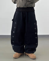 Stellon Cross Embroidery Balloon Pants