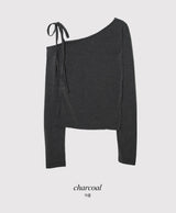 ワンショルダースリットスリムTシャツ(5color)
