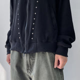 V-Stud Stand Collar Zip Jacket